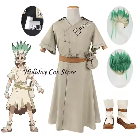 Senku Ishigami Anime Cosplay Costume Wig Shoes Halloween Christmas Carnival Party Outfit Role Play S