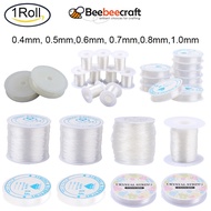 BeeBeecraft 1 Roll 0.4/0.5/0.6/0.7/0.8mm Crystal Stretch Elastic Craft Bracelet Beads Thread String Cord for Jewelry Making and Bracelet Making