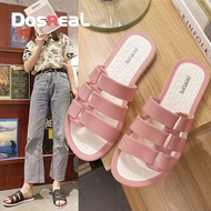 DOSREAL Summer Sandals For Women Flat Beach Shoes Korean Style Rome One Strap Slippers Women Casual Shoes Hot Sale Jelly Shoes For Ladies Large Size 41