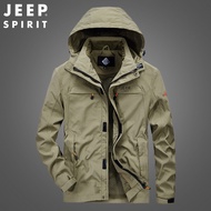Jaket Lelaki Tulen JEEP Musim Bunga dan Musim Gugur Tudung Boleh Tanggal Baharu Jaket Kasual Longgar
