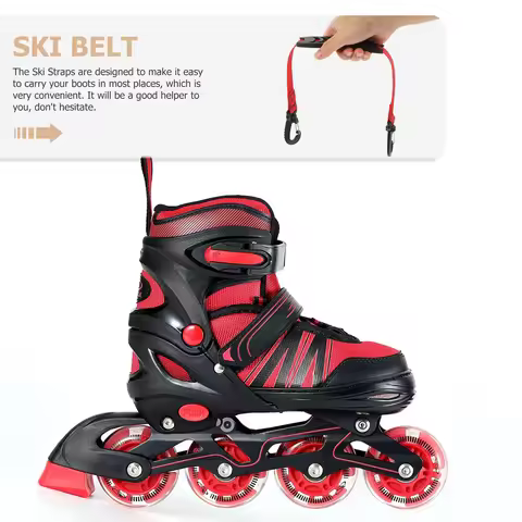 2pcs Red Roller Skate Lifter Straps Nylon Easy Storage Handle Comfortable Carrying Boot Strap for Sk