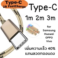 SKY สายชาร์จ TypeC 1M 2M 3M สายชาร์จแบบผ้าสำหรับ Samsung Huawei  TypeC Charge Cable