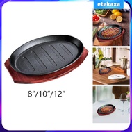 [Etekaxa] Steak Fry Plate BBQ Grill Pan Veggies Meats Grill Plates Nonstick Oval Shape Skillet Hot P