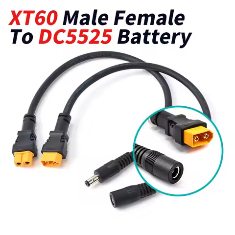 DC5521 to XT60 Plug Cable XT60 Male Female to DC5525 Battery Charging Adapter Cord 1.5 Square DC5.5x