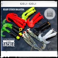 🇲🇾 17pcs set Mixed Fishing Lure /soft plastic / geli-geli/ SP Soft WORM Bait / Jig Hooks