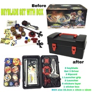 BURST ATTACK BEYBLADE SET IN BOX 2 LAUNCHER AND 1 BOX COLOR BLACK