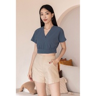Dear Lyla Ashley Wrap Top (Hale Blue)