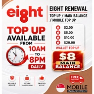 Eight telecom renewal top up $2 /$3 / $5 /$6 / $8  / $10 /wallet renewal top up main balance top up
