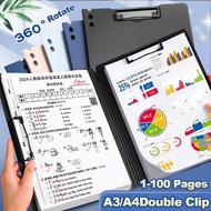 A3 A4 Double Clip Clipboard Folder 360 Rotating Writing Pad Horizontal Vertical Document Holder Scho