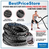 BPS MMA Battle Rope 9 meters 50mm 13kg Training Muscle Rope Home Gym Cardio Workout Fighting (Anchor