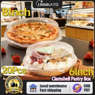 Clear Clamshell Cake Round Container 20pcs Plastic Clamshell Food Container Box 6/8 Inch