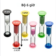 6 Cái Nhiều Màu Sắc Cát Hẹn Giờ Đồng Hồ Cát Bộ Nhựa Nhỏ Sandglass Hẹn Giờ 30 Giây/1 Phút/2 Phút/3 Ph