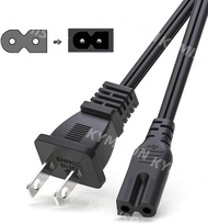 18AWG Universal Wall Extension Cable US 2 Prong NEMA-1-15P to IEC320-C7 Plug AC Power Cord Compatibl