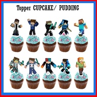 Mine Craft Topper Cupcake Birthday / Hiasan Kue Ultah