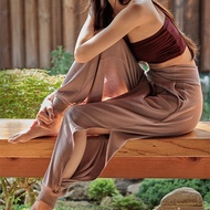 Loose Yoga Pants with Cuffed Legs, Breathable Ribbed Slimming Waist, Hollow Out Sports Fitness Cuffe