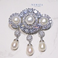 Neriza Jewelry เข็มกลัดเพชรเกรดพรีเมี่ยม ประกายไฟเทียบเท่าเพชรแท้ จัดส่งพร้อมกล่อง รหัสNP006