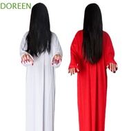 DOREEN Halloween Costumes, White Red Terror Female Ghost Costume, Funny Horror Scary Dress Up Masque