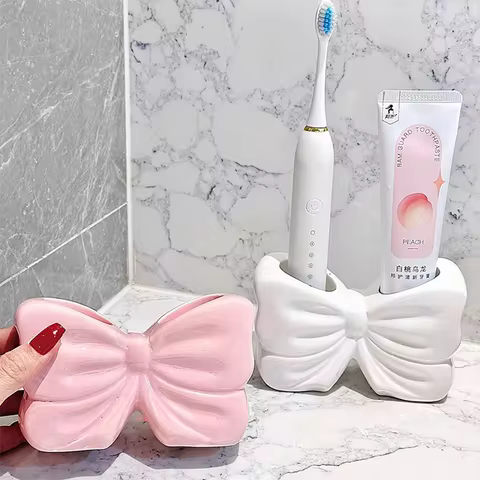 Silicone Mold for Bowknot Toothbrush Stand，DIY Cute Electric Toothbrush Holder, For Cement & Rasin &