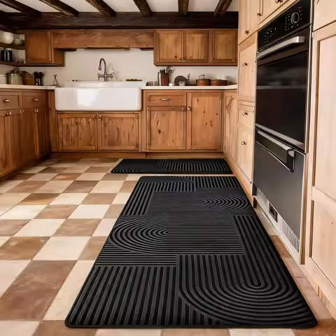 Kitchen Rug Square Plush Flannel Floor Mat Water Absorbent Non Slip Soft Decorative Rug for Bathroom