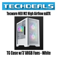 Tecware NEO M2 High Airflow mATX TG Case w/3*ARGB Fans - White