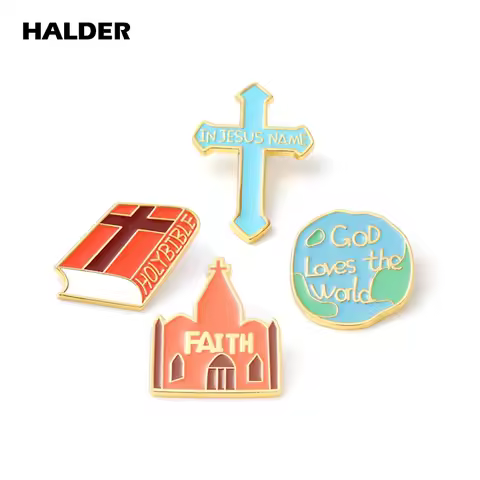 HALDER Jesus Pin Saint Christian Brooch Faith Enamel Pin For Backpack Costum Cross Badge Jewelry Acc