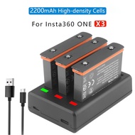 3 Pcs 2200mAh For Insta360 ONE X3 Baery LED Charger 360 Panoramic Action Camera x3 Baeries essories