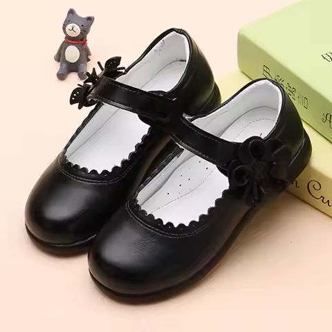 Autumn New Princess Girls Shoes For Kids School Leather Shoes For Student Black Dress Shoes For Girl