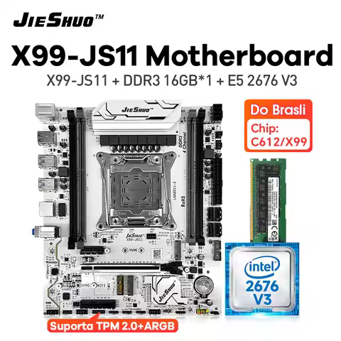 JIESHUO X99 Motherboard X99-JS11 with 16GB DDR3 Memory E5-2676 V3 Processor Socket LGA 2011-3 for In