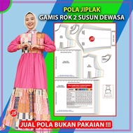 Pola Jiplak Gamis Rok 2 Susun Dewasa 9 in 1 | Rotsa.Id
