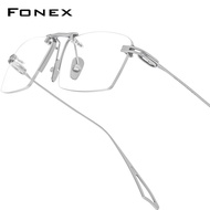 FONEX Titanium Glasses Frame Men New Rimless Square Matte Eyeglasses Optical Frame Eyewear Act-fix