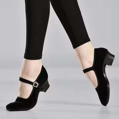 Teen Girls Dance Grading Exams Specialized Dance Shoes Women Ethnic Dance Black Cloth Shoes