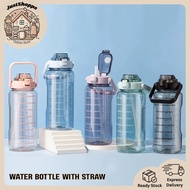 2L/3L/3.8L Water Bottle With Straw Gym Big Bottle Large Capacity Transparent Water Bottle With Remin