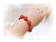 全新品 原產地 伊朗 欖尖形綠絲小 蜜蠟珠 配 16.5mm 圓珠 橙紅色金沙蜜蠟手串一條  JB-91