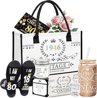30th 40th 50th 60th 70th 80th Birthday Gifts for Women with Canvas Tote Bag Makeup Bag Sock Glass Cu