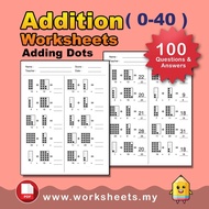 IGCSE Math ADDITION: Adding Dots Worksheets (0-40) 400 Q+A | IGCSE Maths (PDF)