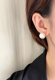 存在感時尚 澳白 南洋珍珠10mm大粒珍珠耳環 18K白真金耳環