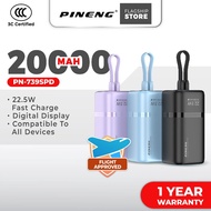 [3C Certified] Pineng PN-739SPD 22.5W 20000mAh Portable Powerbank w/ Fast Charge Detachable Cables P