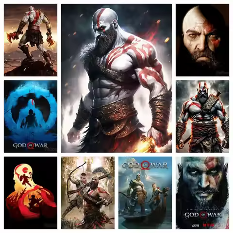 God Of War Ragnarok 5d DIY Diamond Painting Kits Greek Mythology Kratos Art Mosaic Cross Stitch Hand