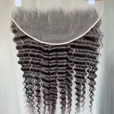 13x6 Deep Wave Frontal Human Hair 13 By 4 Frontal Natural Color Remy Hair Swiss Transparent Lace Hai