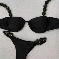 Polovedo Official New Arrival Spring/Summer Sexy Solid Black Bikini Swimwear, ชายหาด Holiday Party D