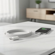 Durable Braided Type-C to Type-C Fast Charging Cable for Phone15/17promax & Android Phones PD 1M Gre