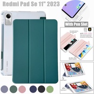 Soft Silicone TPU Tablet Case For Xiaomi Redmi Pad Se Tablet 11 inch 2023 With Pen Slot Smart Auto Sleep/Wake up Leather Cover