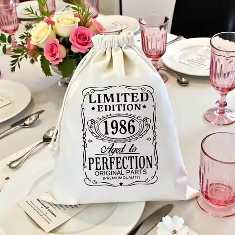 5Pcs Aged To Perfection Limited Edition Vintage Birthday Favor Bags 40th Accessories 40 Years Old Bi