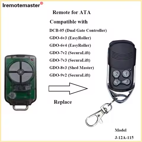 For ATA Compatible PTX5V1 Garage Door Triocode Remote Control 433.92mhz GDO 11v1/6v3/6v4/7v2/7v3/8v3