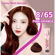 【Glow Wish Keratin】 Pink Orange Hair Color with Oxidant (8/65 Hair Color )