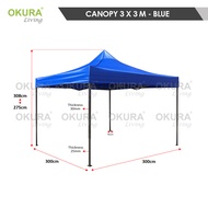 OKURA FULL SET Canopy 10x10 (3 X 3M) Cover Tent Waterproof Sunshade Awning Outdoor Garden Kanopi Pas