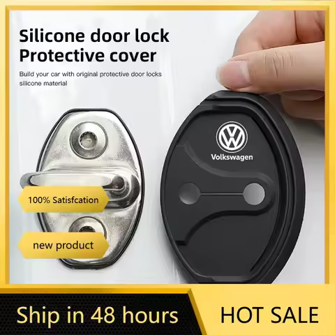 4Pcs Car sticker Silicone Car Door Lock Cover Shock Absorber Accessories For VW GTI Polo Golf Arteon