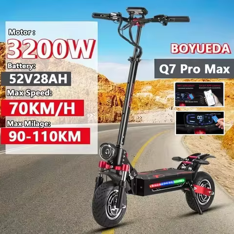 BOYUEDA Q7Pro Max Electric Scooter 3200W Dual Motor 52V28AH 110KM Long Mileage 70KM/H 10"Tire NFC Ap