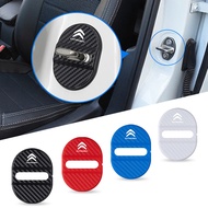 4PCS Carbon fiber Car Door Lock Cover ABS Protection Anti Rust Stickers For Citroen C3 C4 C5 C1 C2 C