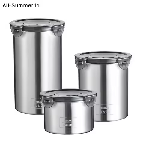 【Ag】【Rw】1Pc 2025 New Stainless Steel Sealed Container 500/900/1400m Storage Jars Fresh Food Organize